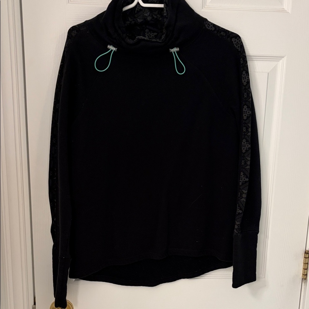 Kyodan Black Cowl Neck Sweater with Patterned Sleeves